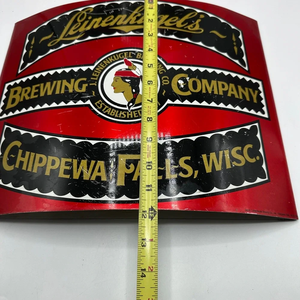 VTG 1960's LOT OF 2 - Leinenkugel's Brewing Company Metal Curved WI Beer Sign